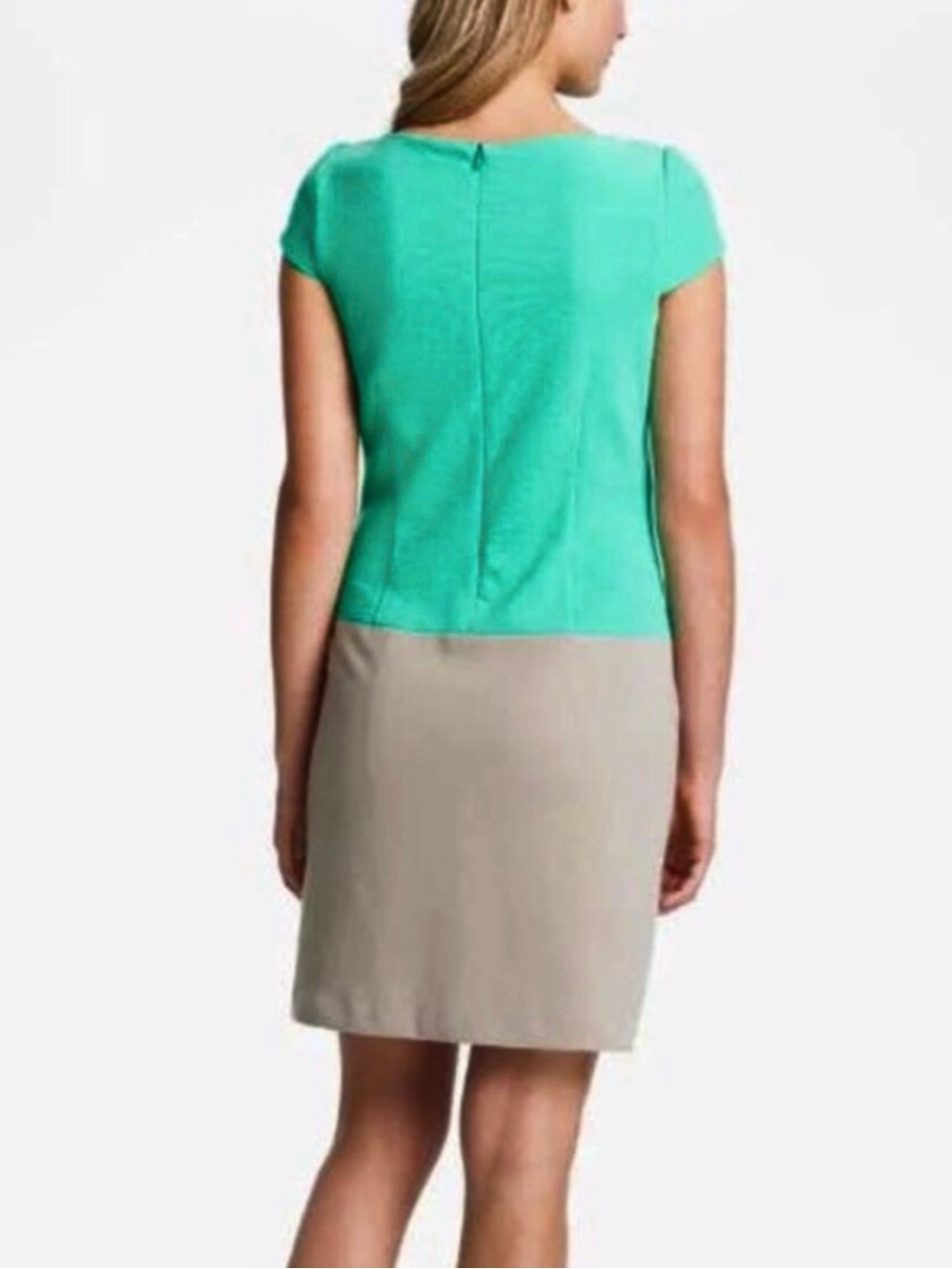 NWT Eliza J Mint Green and Tan Colorblock Shift Dress Size 12